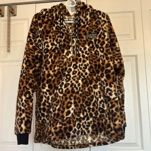Leopard sherpa hoodie
